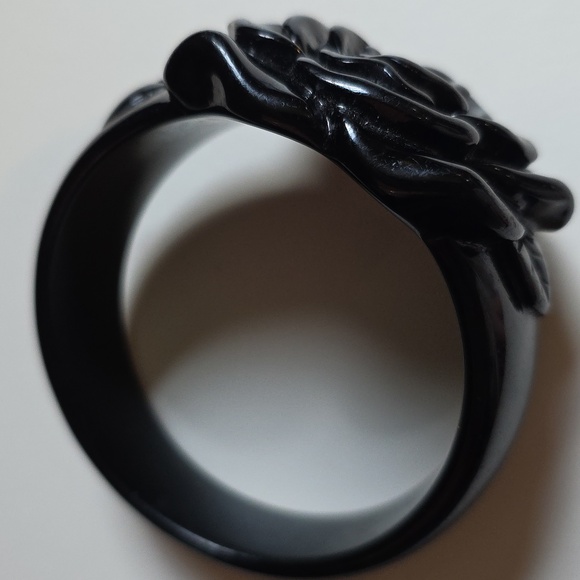 Black Rose Bracelet Bangle Chunky Oversized - Picture 7 of 14